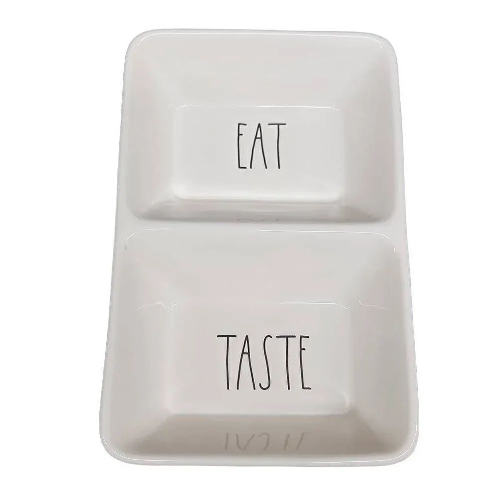 Rae Dunn White Black Artisan Collection Eat Taste Dish